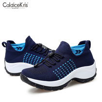 CaldiceKris（中国CK）休闲飞织系带妈妈鞋CK-X1855(蓝色 37)