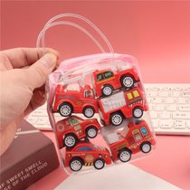 创意6个汽车袋装回力工程车卡通小玩具迷你幼儿园奖品男孩礼品物(消防汽车 6只装 袋装)