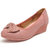AICCO 春季时尚单鞋皮跟女鞋子休闲皮鞋水钻蝴蝶结女鞋子8603(粉红 38)