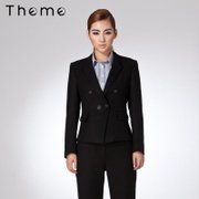 Theme掂牌 春秋职业女装黑色行政套装西装外套(黑色 XXL)