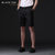 Lilbetter黑标短裤男 条纹印花休闲中裤韩版修身夏款5分裤下装男(黑色 XL)