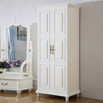 圣肯尼家具 简易美式衣柜 简约现代实木柜板储物柜 三门收纳大衣柜(仿古白 四门衣柜)