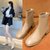 SUNTEK法式小短靴女鞋2021新款春秋马丁靴百搭单靴冬季加绒白色瘦瘦靴子(40 卡其色（薄绒）)
