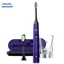 飞利浦(PHILIPS) 电动牙刷 成人声波震动钻石系列(自带刷头*2+充电旅行盒+充电玻璃杯) 紫钻HX9372/04(魅力紫色 双充电)