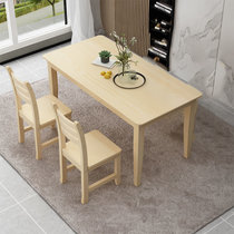 实木餐桌椅组合长方形饭店小吃桌椅4人6北欧餐桌套装出租房小方桌(水性漆配2把椅子)