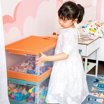 叮叮会家用收纳箱儿童玩具整理乐高箱可折叠带滚轮收纳(橙色 一个装)