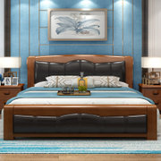喜叶红 床 实木床 1.8米/1.5M 皮床双人床 新中式软体储物床简约卧室家具(1.5*2.0m 标准床+普通床板)