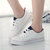 钡维斯秋季新款平底小白鞋系带白色皮面运动鞋女韩版学生休闲鞋板鞋(白黑 38)