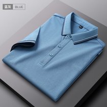 雅鹿短袖t恤polo衫棉质夏季冰感新款休闲装4XL蓝色 休闲