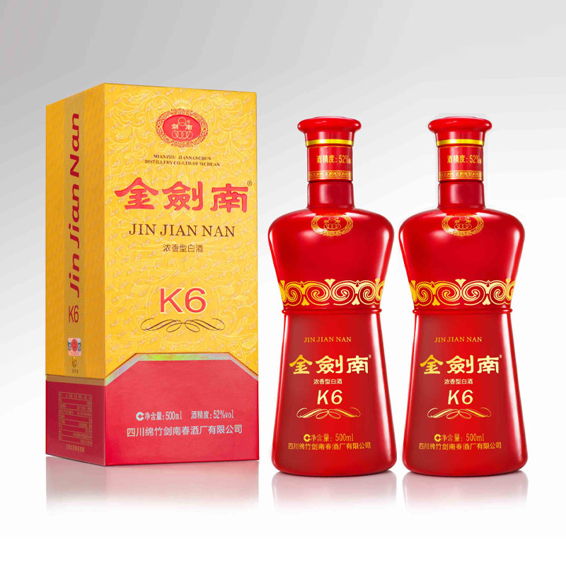 国美酒业 剑南春52度金剑南k6浓香型白酒500ml*2