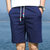 富贵鸟 FUGUINIAO 短裤男棉麻质感五分裤纯色休闲沙滩裤 18165FGK66(深蓝色 XL)