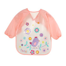 婴幼儿童长袖免洗防水罩衣婴儿食饭兜 EVA卡通反穿衣6-36个月(粉色小鸟)