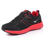 速波 男士跑步鞋 超轻网面运动鞋 S03717(黑红 42)
