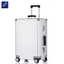 安居先森9820纯铝镁合金拉杆箱TSA海关锁静音万向轮商务行李箱 银色26寸（个）(银色 26英寸)