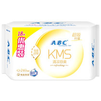 ABCKMS纤薄棉柔超吸日用卫生巾240mm*18片 KMS健康配方温和成分清新舒适新老包装随机