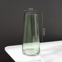 花瓶摆件客厅插花透明玻璃大号北欧创意简约现代轻奢家居装饰描金(锥桶-光板绿色 中等)