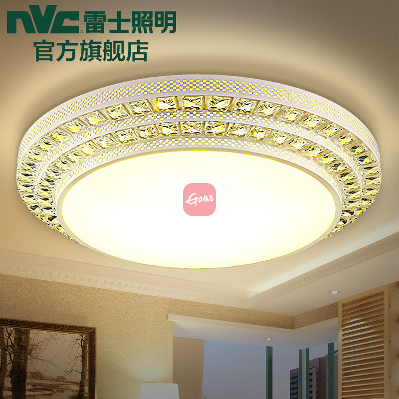雷士照明led圆形卧室吸顶灯 欧式客厅水晶灯具现代简约温馨大气灯(24w
