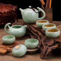 整套茶具套装 8头汝窑功夫茶具套装 景德镇瓷器茶壶茶杯茶具礼盒装(小太白)