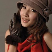 乐为韩国韩版兔毛口时尚保暖手套L12FD256(咖啡色)