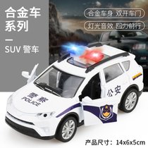 警车玩具小汽车模型仿真合金车玩具男孩警察车越野儿童声光皮卡(大号SUV白色警车（灯光回力可开门）)