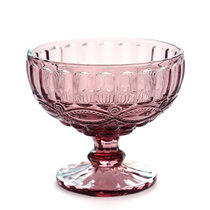 冰淇淋杯甜大号奶昔欧式玻璃浮雕茶盘迷你餐具茶叶罐玻璃杯奶锅陶瓷厨房杯子(红色-花纹-)