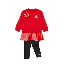 Skechers斯凯奇童装2022年春季新款女童连衣裙长裤套装L122G032(L122G032-001W 110cm)