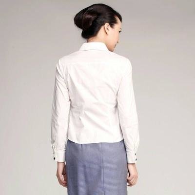 SHOWLONG 舒朗 春新韩版长袖纯棉白色女衬衫S2111C07  M