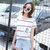 莉菲姿 2017韩版女装夏装新款宽松显瘦条纹短袖T恤(粉红条 L)