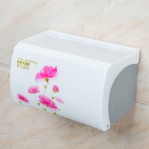 免打孔卫生间纸巾盒塑料厕所浴室防水手纸卷纸盒置物纸巾架抽纸盒(粉色晨韵)