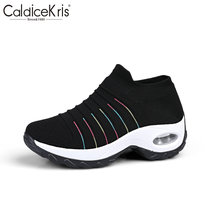 CaldiceKris（中国CK）气垫飞织运动休闲女鞋CK-X2089(黑白 40)