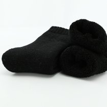 SUNTEK冬季超厚款长袜子男女毛巾袜加厚毛绒保暖特厚加绒中筒袜(1双装（均码）买3双送1双同款 特厚加绒（女）黑色)
