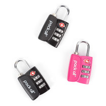美国Pack all三键TSA密码锁旅行拉杆箱防盗锁健身房密码门锁背包挂锁(玫红色)