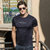 爱登堡男装夏季新款短袖T恤男青年时尚潮流印花体恤打底衫(黑色 165)