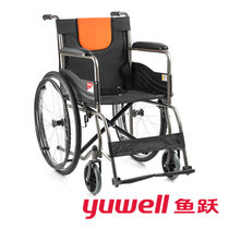 鱼跃(YUWELL)轮椅车H050新型家用全钢管加固型可折叠手动轮椅普通轮椅脚踏板可拆缷防后滑鱼跃(黑色而 1台)