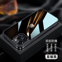 斑马龙 苹果12手机壳iPhone12pro金属边框透明背板12ProMax个性时尚防摔保护套(星耀黑 苹果12Mini 5.4寸)