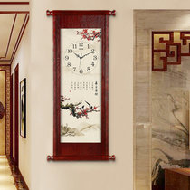 汉时（Hense)创意中式复古装饰挂钟客厅古典静音石英时钟HW69(喜上眉梢-竖版)