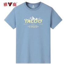 雅鹿夏季短袖t恤男纯棉宽松大码打底衫3XL蓝色 舒适