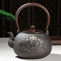 关耳窑 生铁茶壶 手工抠金铁壶(鲤鱼莲花)
