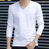 男士长袖T恤纯棉印花体恤青少年韩版修身打底衫夏秋季上衣新款潮(302白色 M)