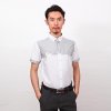 2013爆款男士立领时尚修身全棉印花短袖衬衫C13015(灰白色 38)