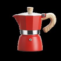 彩色意式摩卡壶特浓缩煮咖啡壶出油脂手冲咖啡器具套装家用电热炉(6人份红 默认版本)