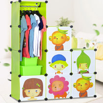 索尔诺自由组合式简易收纳柜 多功能衣橱 简易儿童衣柜3509(果绿色 衣柜3509)