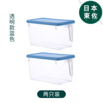 日本进口食品级厨房冰箱收纳盒抽屉式冷冻食品保鲜盒蔬菜收纳神器(蓝色两只装4.7L 默认版本)