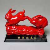 中国龙瓷 兔子摆件瓷器德化白瓷艺术陶瓷工艺礼品摆件家居装饰客厅 双兔迎春 ZGH014ZGH0142