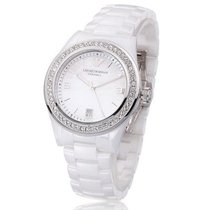 阿玛尼（Armani）女士时尚镶钻贝母面陶瓷手表AR1426(白色 陶瓷)