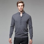 TEDELON/太子龙 秋装时尚休闲立领针织羊毛衫 EV3SW018 灰色 S