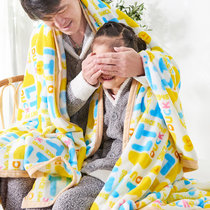 毛毯子午睡办公室薄款被子儿童卡通冬季床单法兰绒毯(亲子毛毯清新)