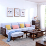 恒兴达全实木白橡木沙发1+2+3组合现代客厅轻奢家具实木沙发四人位转角贵妃沙发(胡桃色 单人位)
