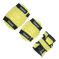 美洲狮（COUGAR） 轮滑护具MH630儿童溜冰鞋护具6件套护手护肘护膝(黄色 L码(12岁以上))