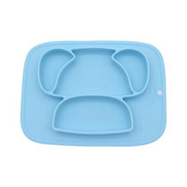 开优米 宝宝一体式硅胶餐盘 婴儿吸盘辅食碗儿童分格盘卡通餐具(蓝色)